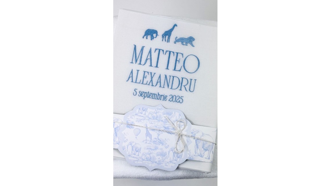 Trusou de botez Jungle Baby Toile de Jouy 5